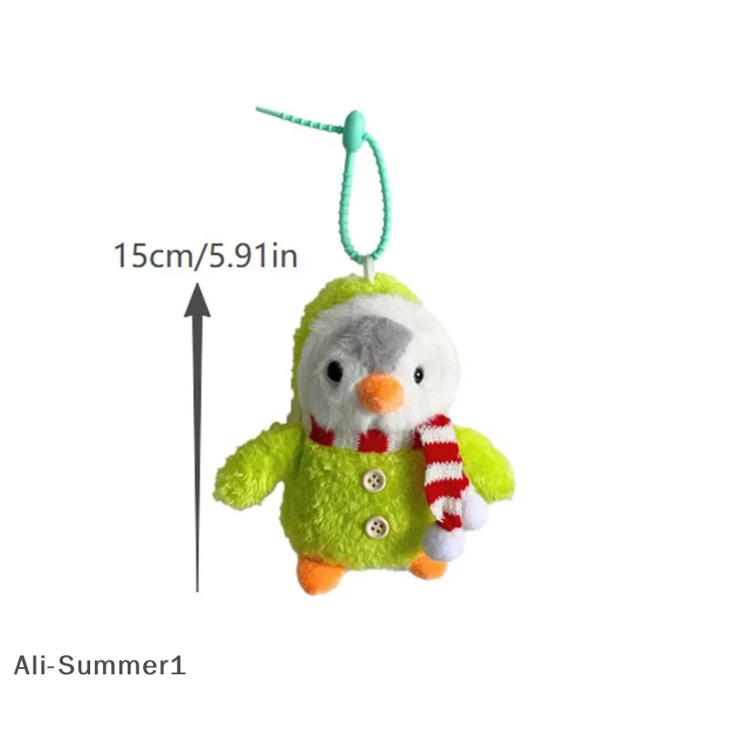 Cute Winter Christmas Scarf Penguin Plush Dolls Toys Keychain Bag Pendant Backpack Hanging Ornaments Keyring Girly Birthday Gift