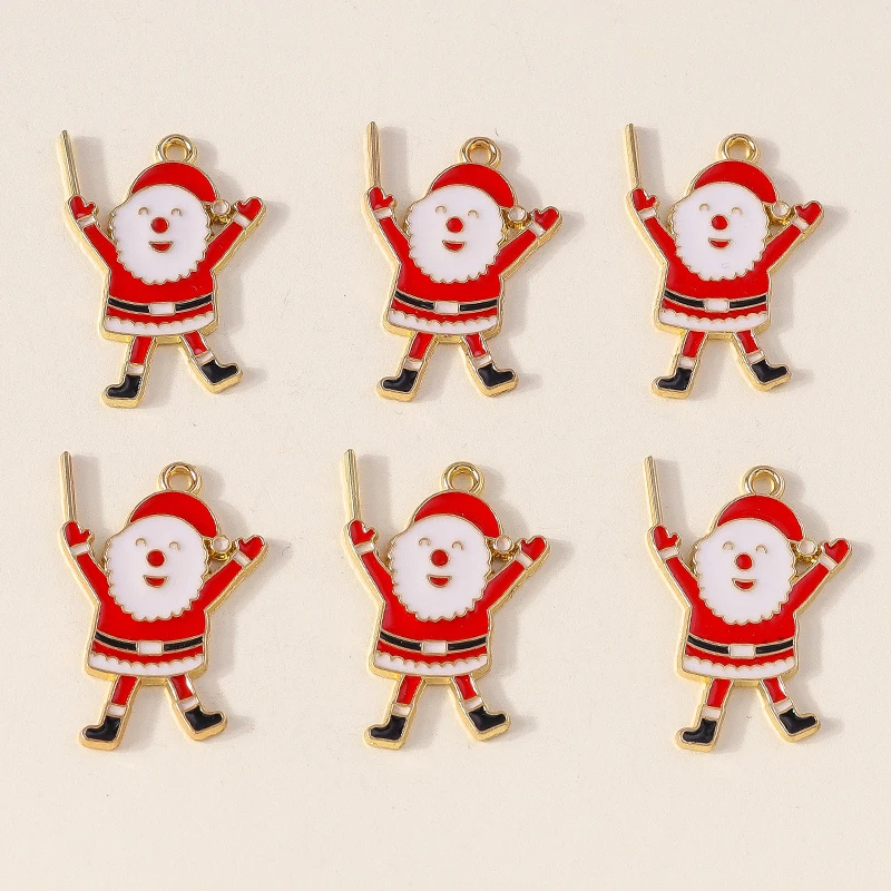 

20pcs 21x30mm Cartoon Enamel Christmas Santa Claus Charms Pendants for Jewelry Making Drop Earrings Necklaces DIY Crafts Supply
