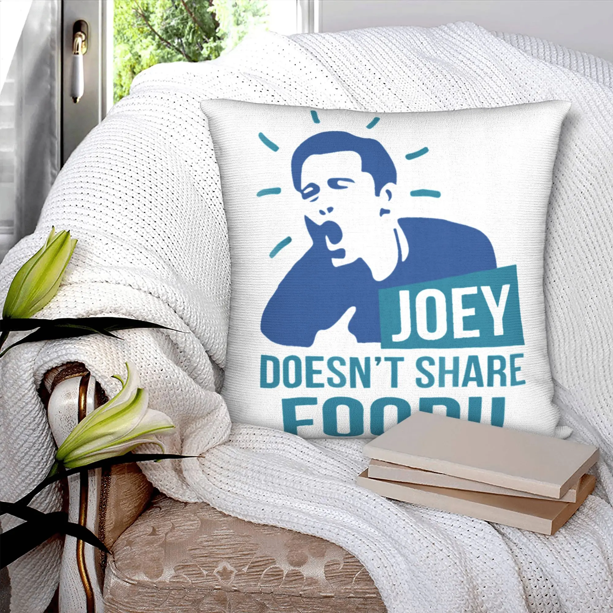 Luxury Friends TV Show Sofa Cushion Cover Soft Joey Doesn't Share Food Pillow Case Home Decor
