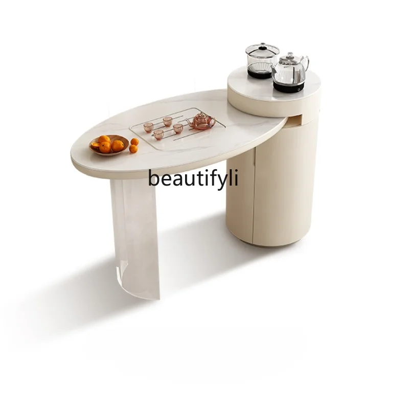 

Balcony Stone Plate Light Luxury Tea Making Kung Fu Retractable Tea Table Modern Minimalist Table-Chair Set furniture