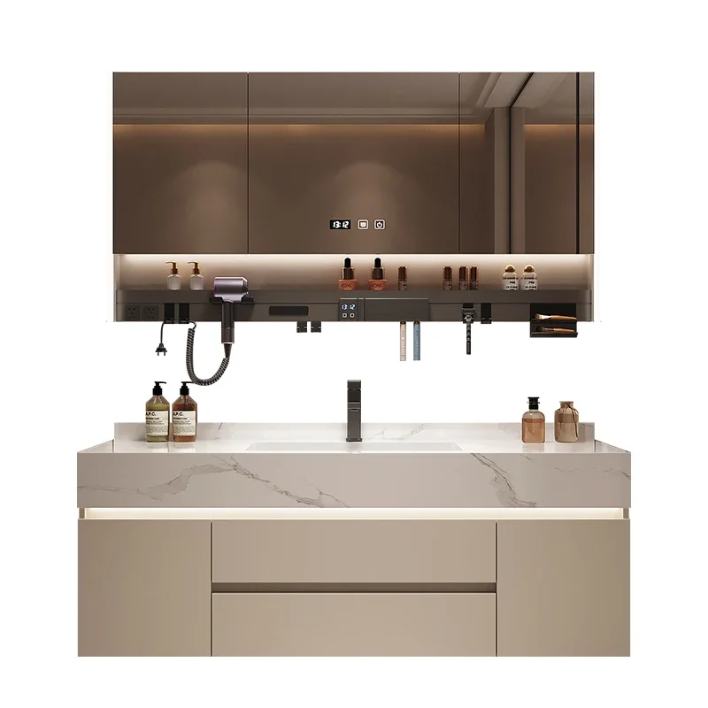 خزانة حمام حوض سيراميك بدون خياطة، خزانة حمام بسيطة وخفيفة فاخرة، خزانة حوض غسيل للحمام