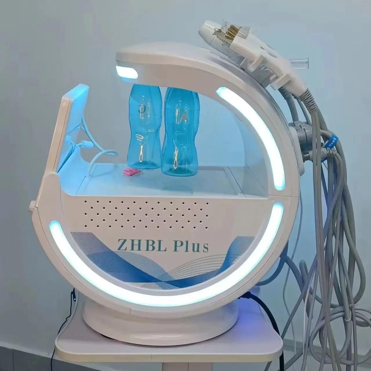 Novo 7 em 1 inteligente gelo azul hydra oxigeno dermoabrasão facial mahcine limpeza da pele analisador dermoabrasão facial aquafacial