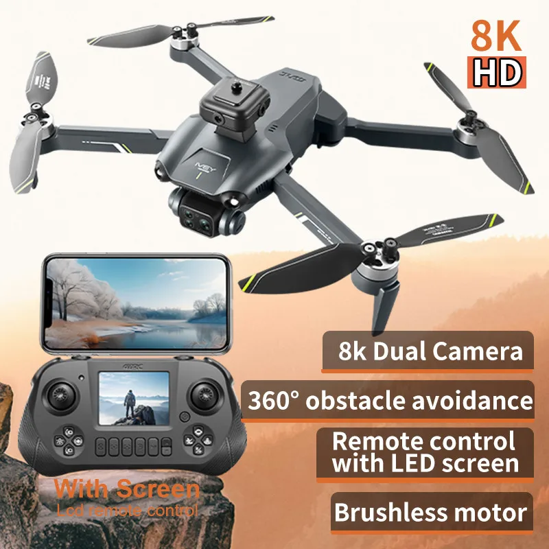 

Новый дрон V28 MAX, профессиональный 8K HD, двойная камера, управляемый экраном, бесщеточный, для предотвращения препятствий, радиоуправляемый квадрокоптер, игрушка-дрон 1000 м