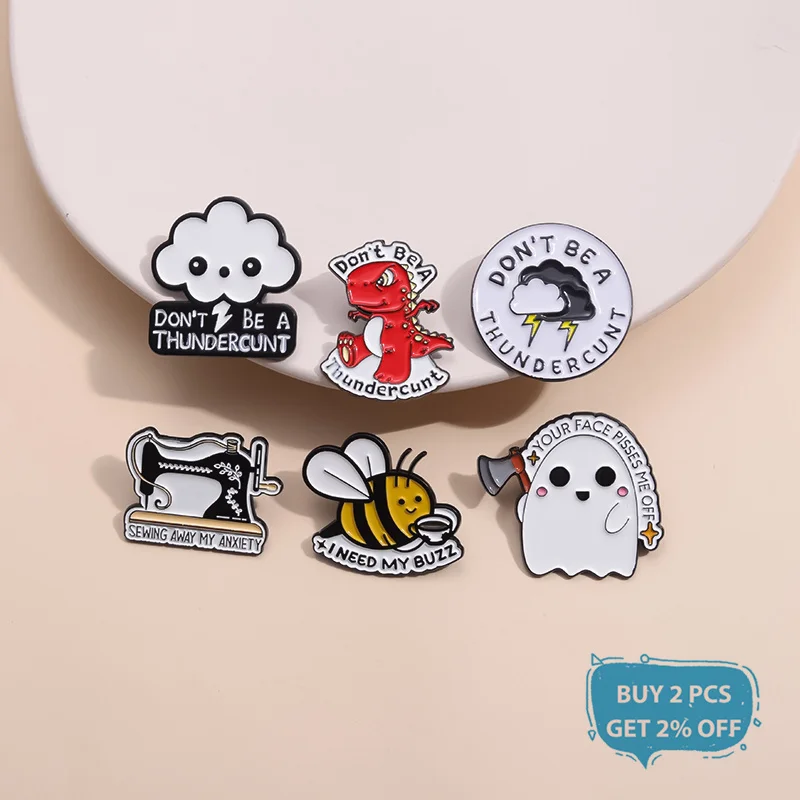 Sewing Away My Anxiety Enamel Pin Custom I Need My Buzz Funny Brooches Lapel Backpack Badge Jewey Gift