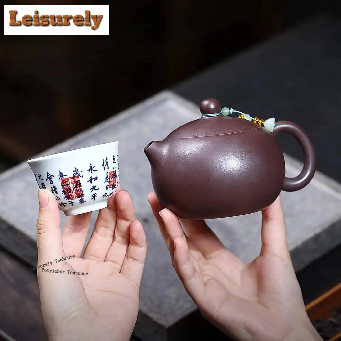 HOYIHM 290ml Vintage Yixing Purple Clay Teapots Handmade Card Cover Xishi Pot Raw Ore Mud Kettle Zisha Tea Set Accessories Gifts