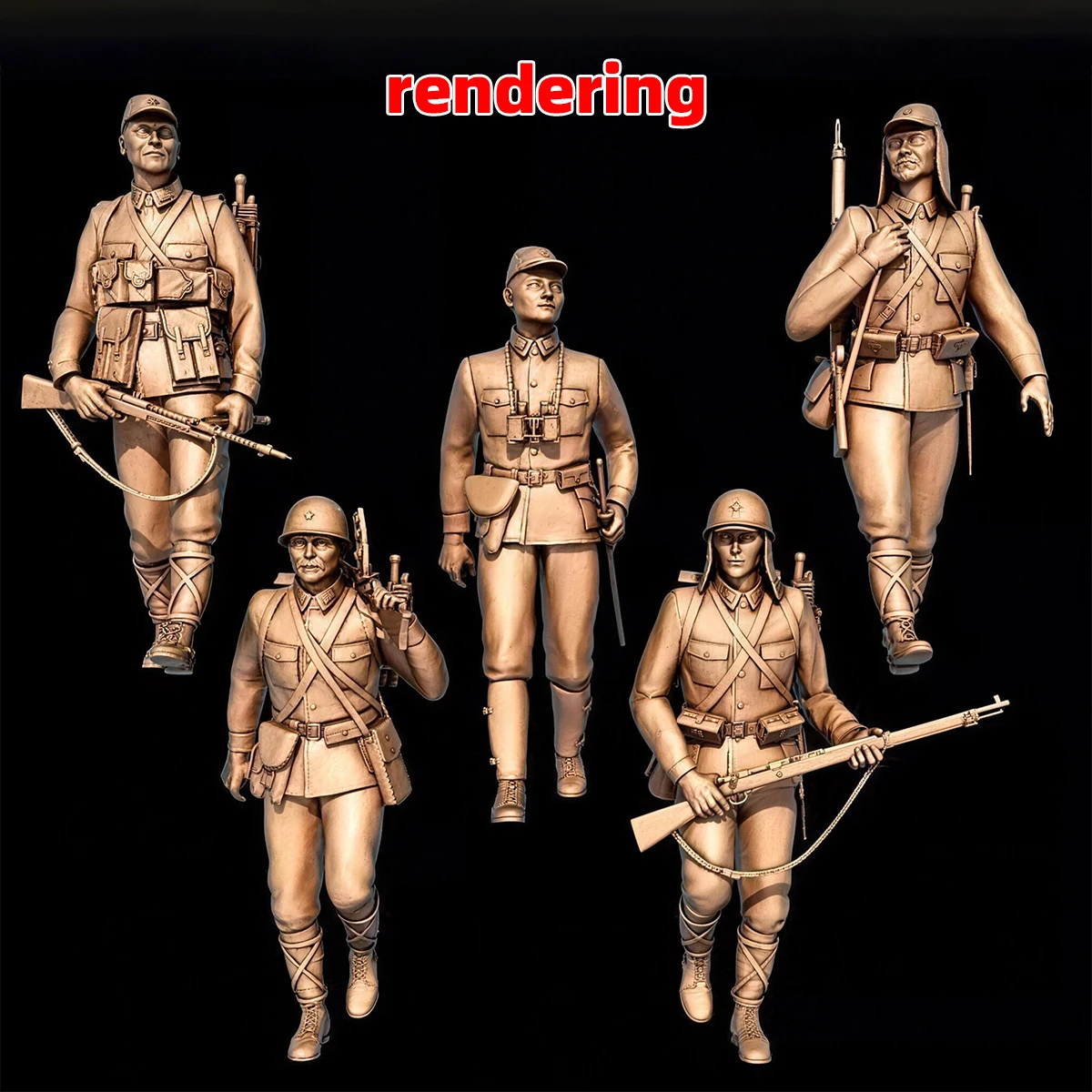 Maßstabsgetreuer Miniaturmodellbausatz, japanische Armeesoldaten, Militär, zum Zusammenbauen, unbemalter Figurenkörper, 5-teiliges Set, 1939–1945, 1/35, 1/48, 1/72 – Detail 3