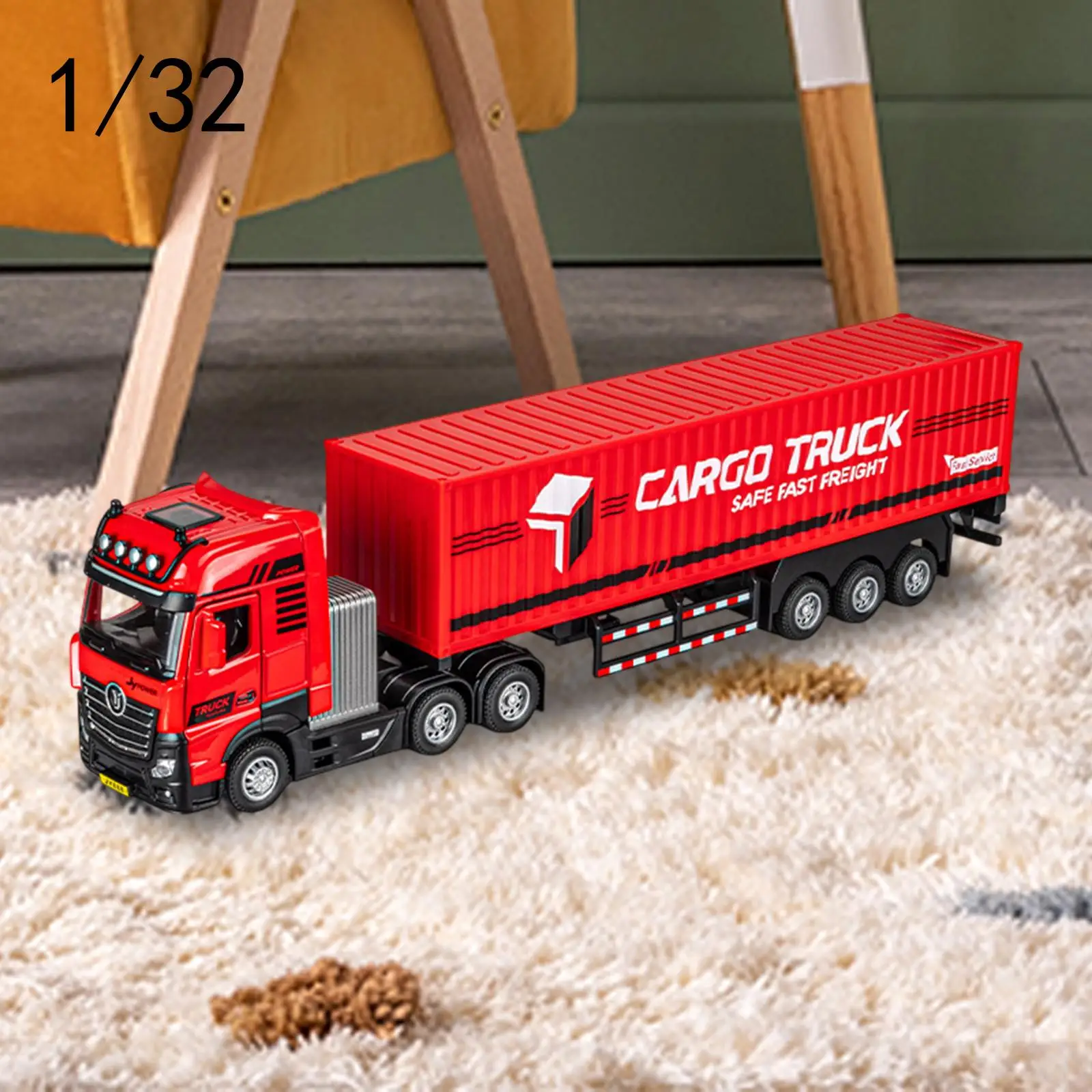 

1:32 Alloy Container Truck Model Sound Light Pullback Truck Diecast Toy for Toddlers Kids Boys 3 4 5 Year Old Indoors Outdoors