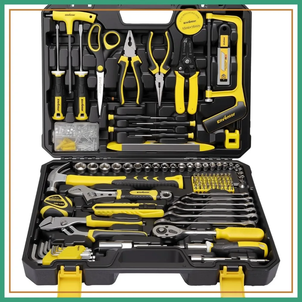 

220 Piece Home Tool Kit with Toolbox Storage Case, Basic Household Auto Repair Tool Set for DIY, Home Repairs, Auto Maintenance, General Use