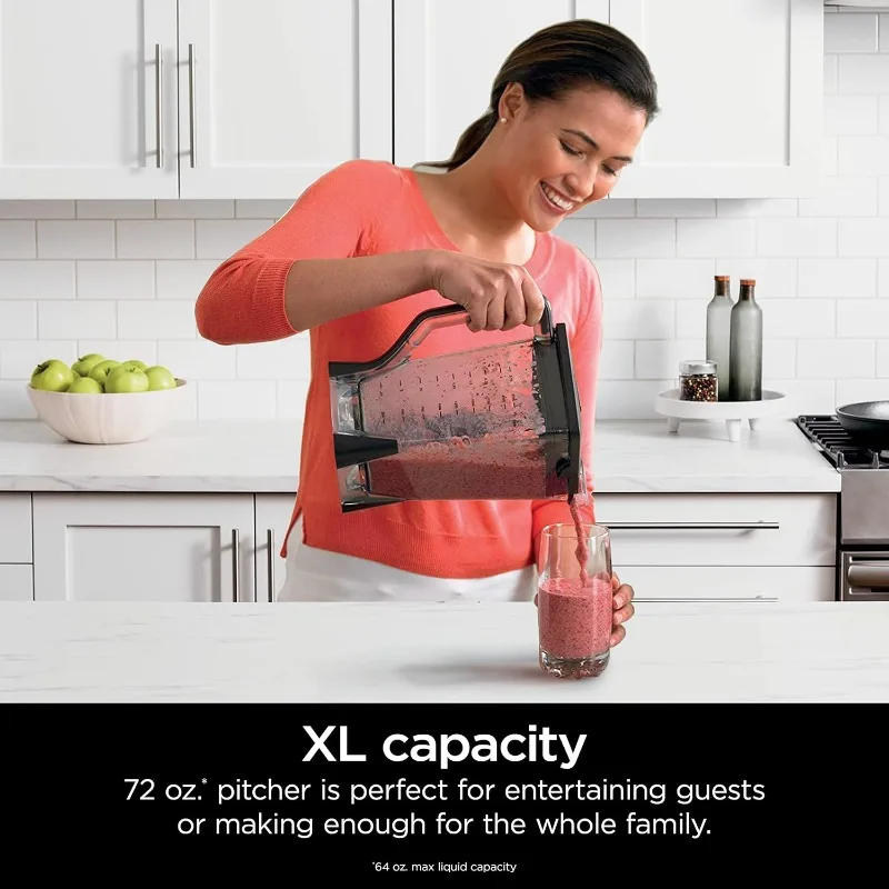 خلاط نينجا بروفيشنال 1000 وات، تقنية التكسير الكاملة - العصائر، سحق الثلج والفواكه المجمدة، خلاط كونترتوب بالحجم الكامل