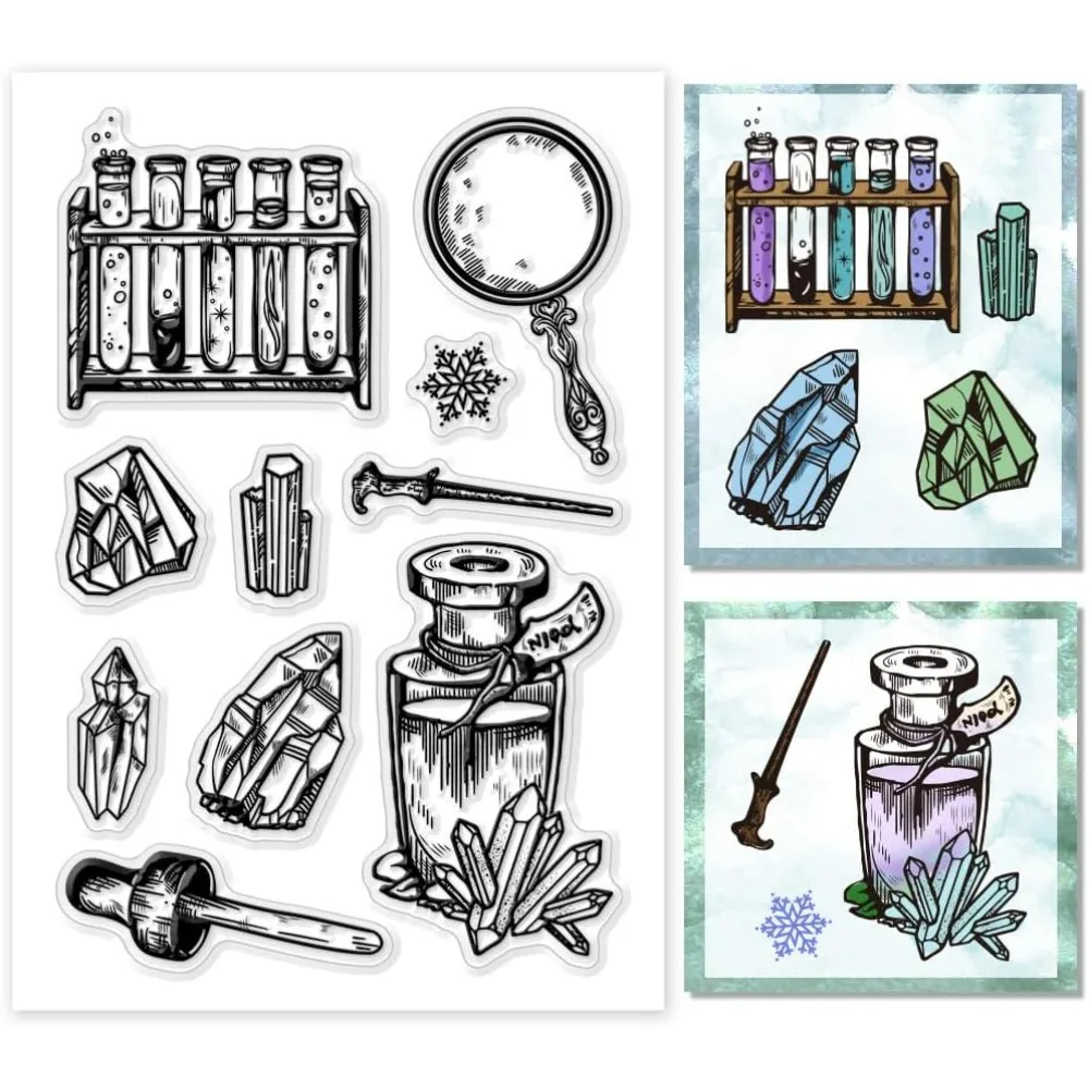 Magische klare Stempel für die Kartenherstellung, magische Spiegel-Stempel, Flaschen, transparenter Bastelstempel, Kristall-Siegelstempel für Heimwerker