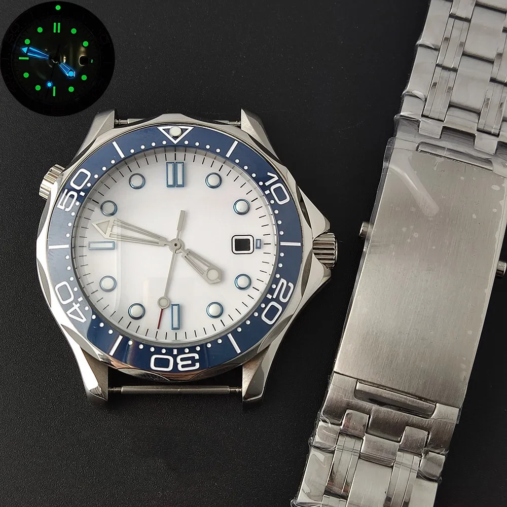 42mm NH35 Case Dial Stainless Steel Band Luminous Hands Men Watches Accessories Parts for Seamaster 300 NH36 Movement