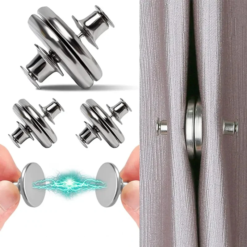 3/5/10Pair Metal Magnet for Curtains Strong Magnetic Button Clip Holder Detachable Curtain Fix Fastener Window Curtain Close