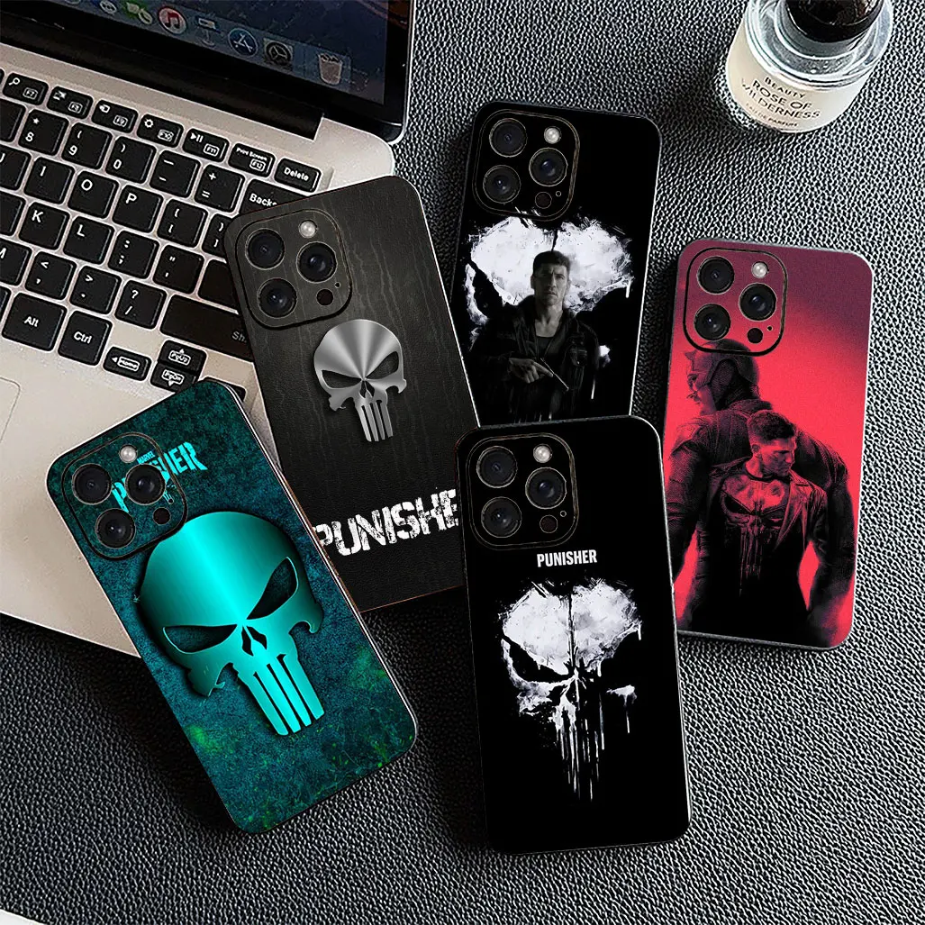 Soft Cover for Samsung Galaxy S22 S21 S20 FE Ultra Plus A15 A16 A25 A33 A34 A56 5G Phone Case The Punisher Marvel Skull Coque