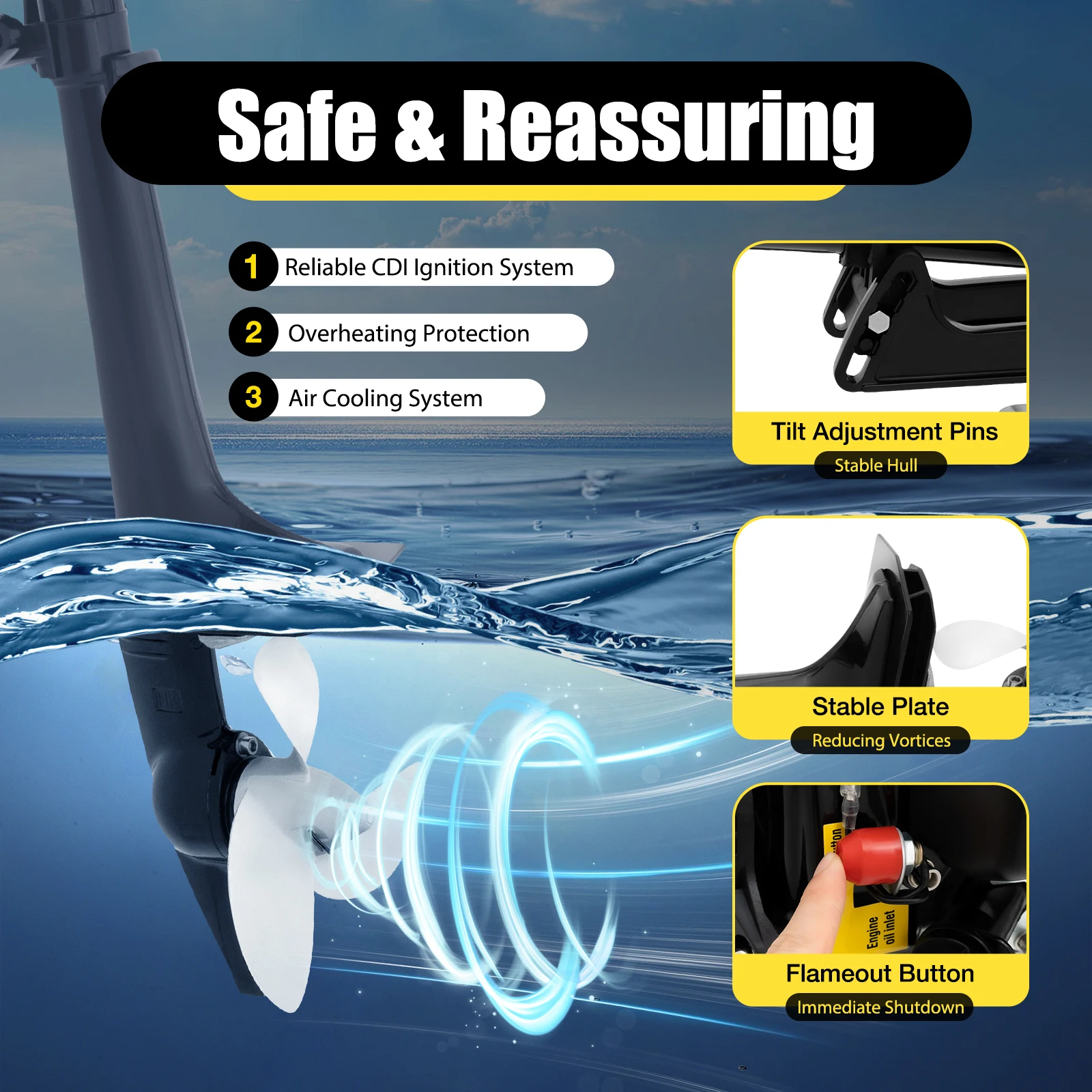 محرك خارجي 4HP لقارب قابل للنفخ 4-السكتة الدماغية 55cc محرك بحري مدمج قوي لعطاء القارب السريع #5