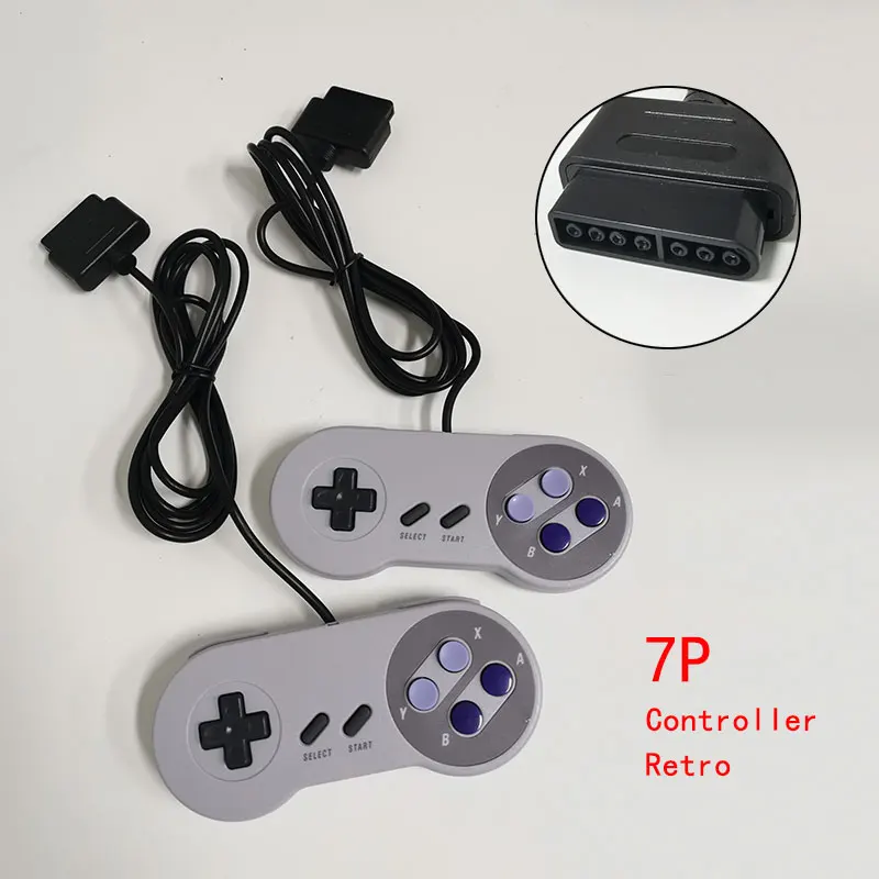 Universal Wired Game Controller para SNES, 16 Bits, Classic, Handle, Gamepad, Joysticks, PC, Video Games, 7P