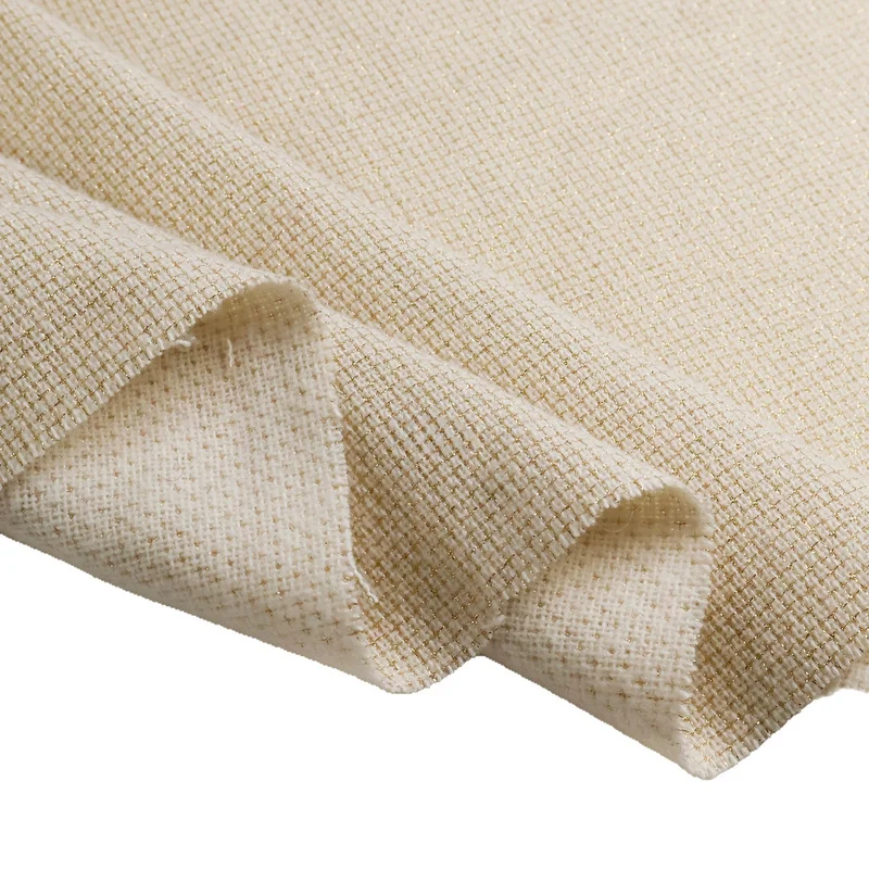 2 Yards Weaving Milky white woven gold plaid tweed in Chanel style Fabric for making dresses and clothes in autumn and winter