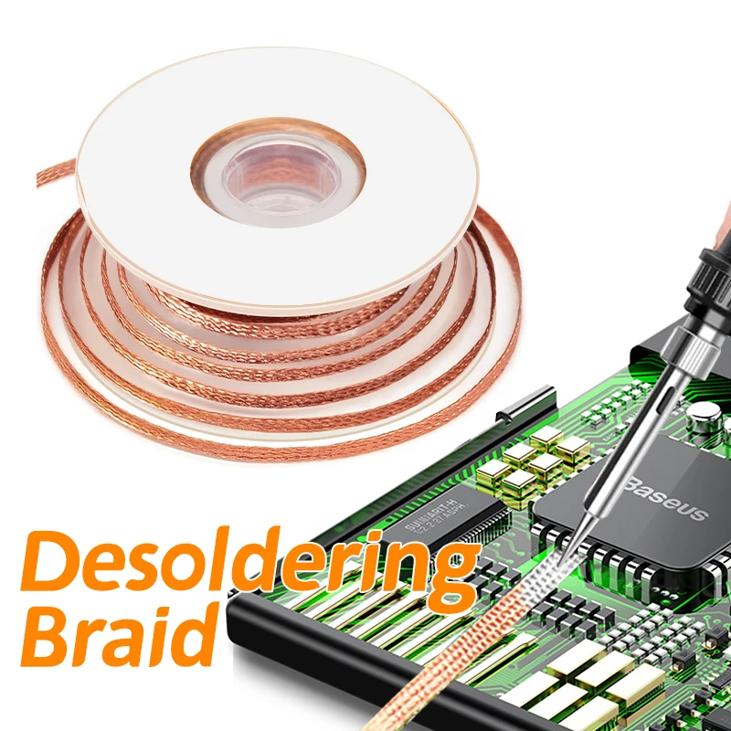 Фитиль для припоя с оплеткой 2/3/4 мм, 1,5 м, 3 м, 10 м — медь высокой чистоты с флюсом, быстрая впитывающая и не требующая остатков для печатных плат BGA SMD
