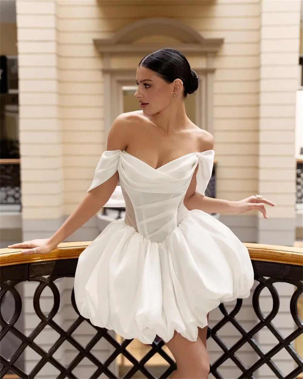 

Chatming Off The Shoulder Pleat Sweetheart Short/Mini Wedding Dresses Custom Made Bridal Grown 2025 Vestido De Noival