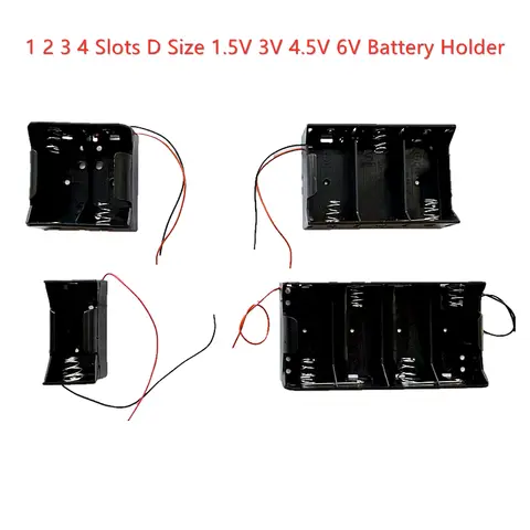 1 2 3 4 Slots D Size 1.5V 3V 4.5V 6V  Battery Holder Cell with Wires Durable Battery Holder Case Rechargeable Battery Case