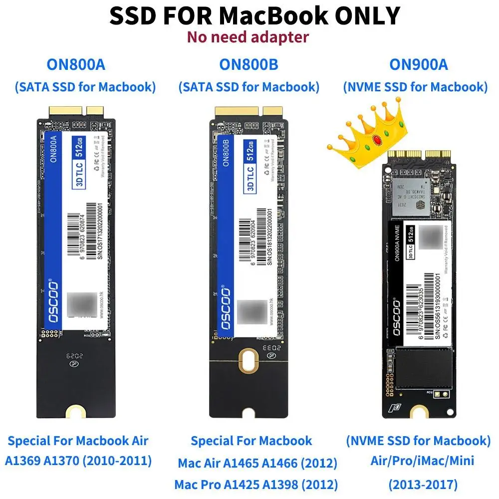 Oscoo 1pc ssd nvme pcie sata3 ssd 1tb 512gb 256gb para mac/macbook ar/macbook pro disco rígido 3d nand ssd para apple