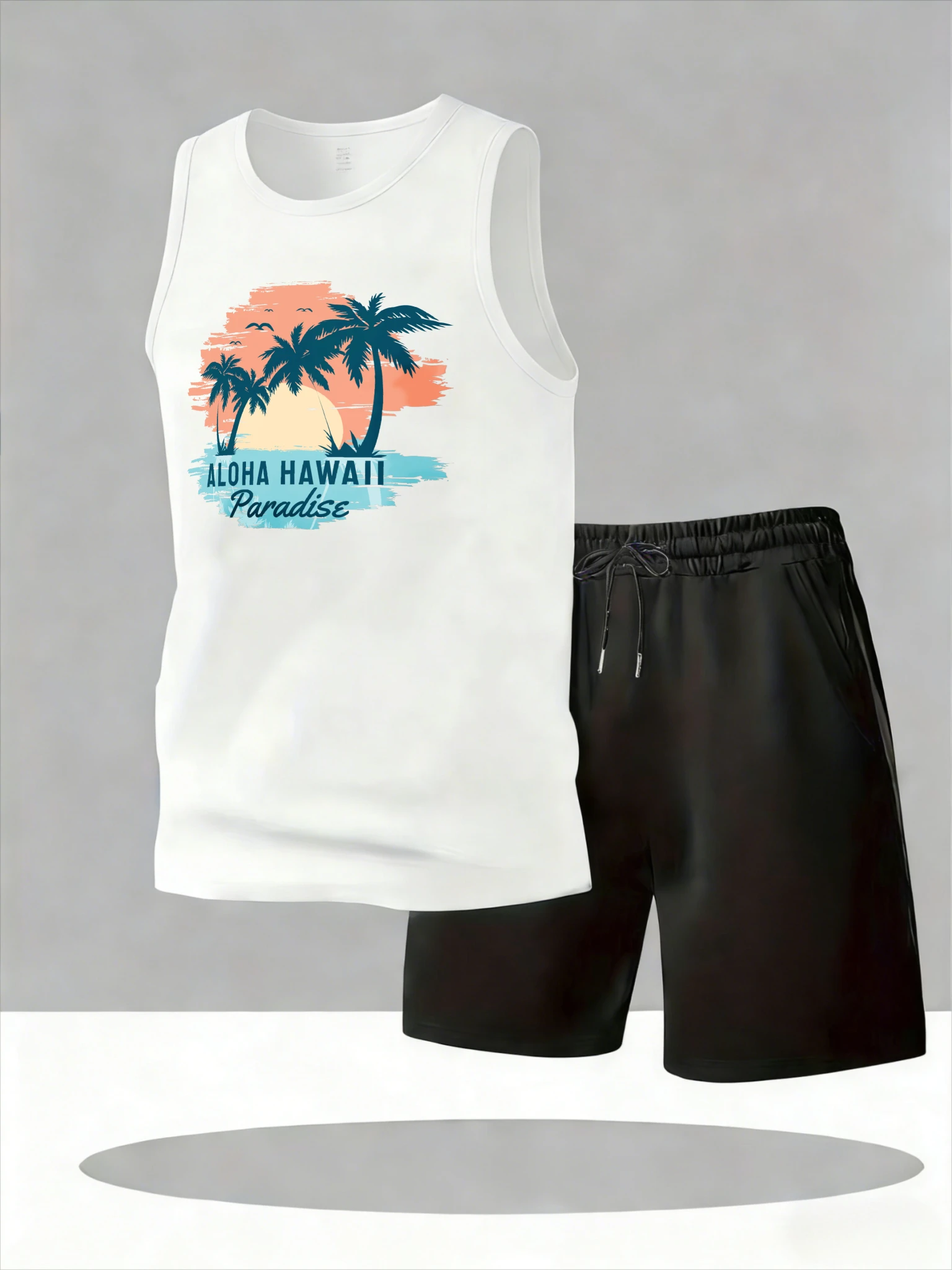 

Men's Tank Top Sets 2026 Summer Quick drying Tracksuit men crewneck drip clothing seaside oversize running Breathable sports