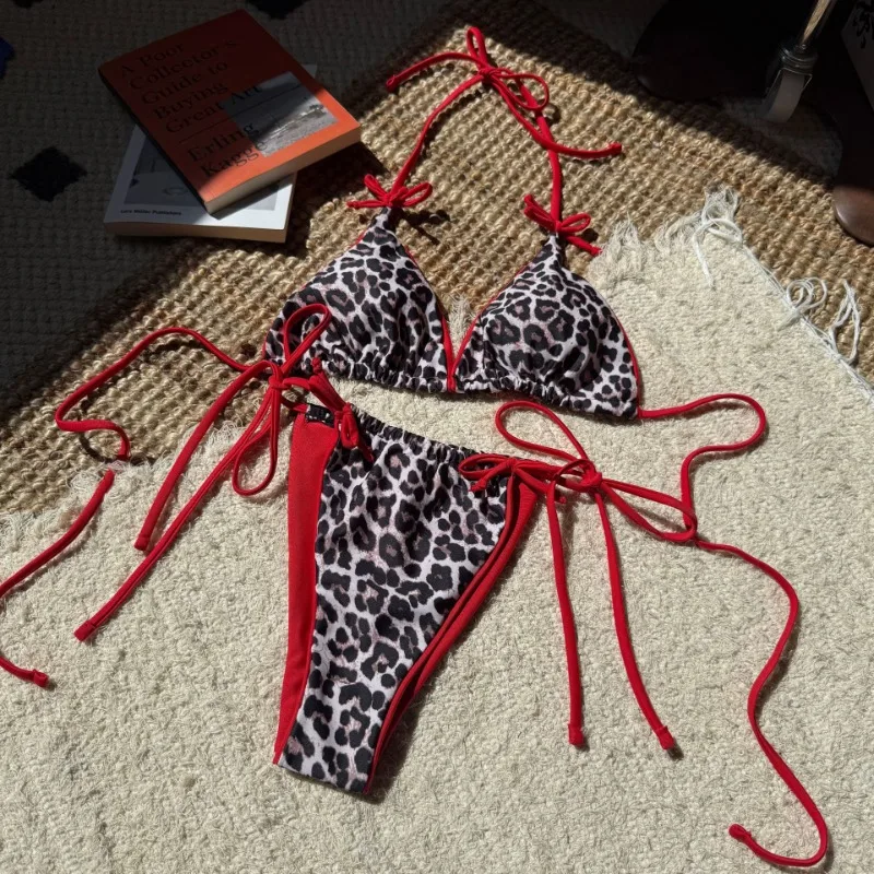 

Sexy Women 2 Piece String Bikini Set Floral Print Halter Side Tie Triangle Thong Swimsuits Bathing Suit
