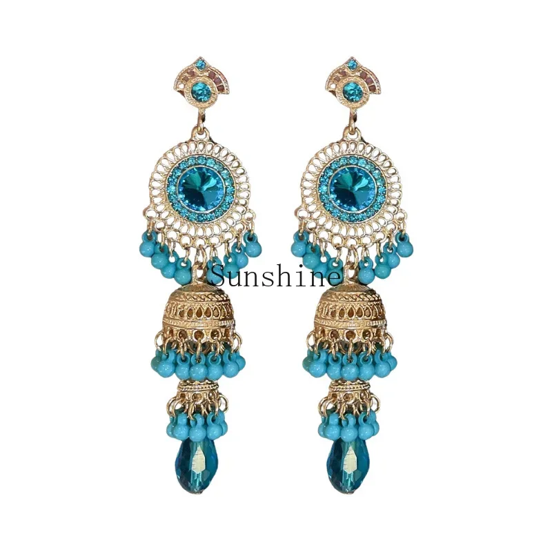 

Medieval ethnic style personalized fringed earrings niche light luxury earrings fashion temperament earrings women