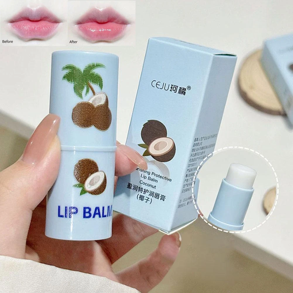 Transparent Coconut Fruit Lip Balm Lasting Nourishment and Moisture Anti-drying Hydration for Men and Women Daily Care Lip Balm