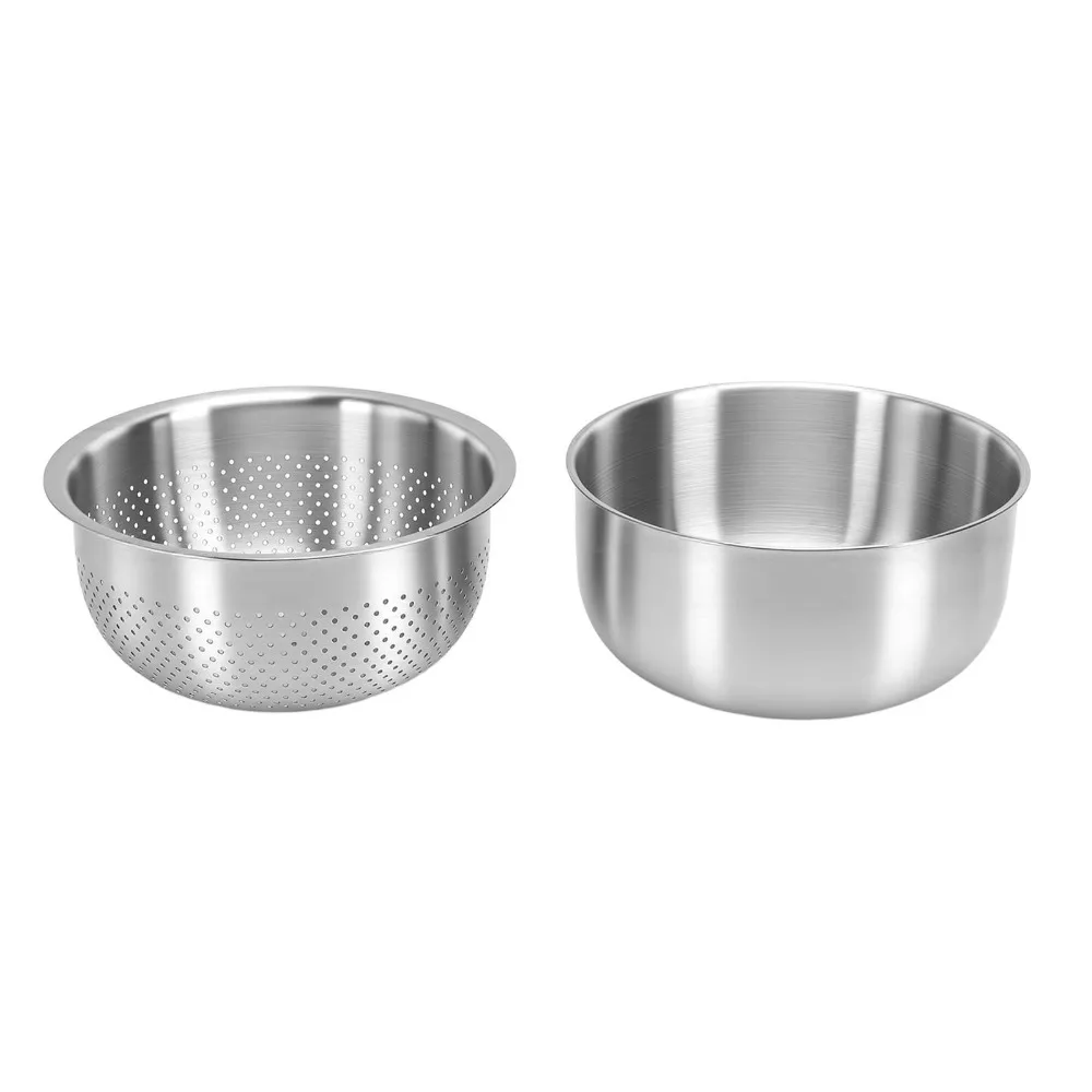 Durable 304 Stainless Steel Stainless Steel Draining Basin Large Capacity Convenient Strainer Bowl Microporous Colander Home