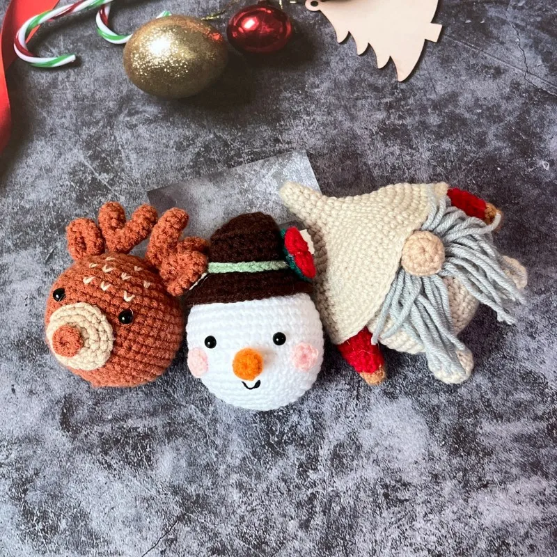 

New Creative Woolen Hook Weaving Doll Snowman Elk Christmas Decoration Ornament Handmade Christmas Gift