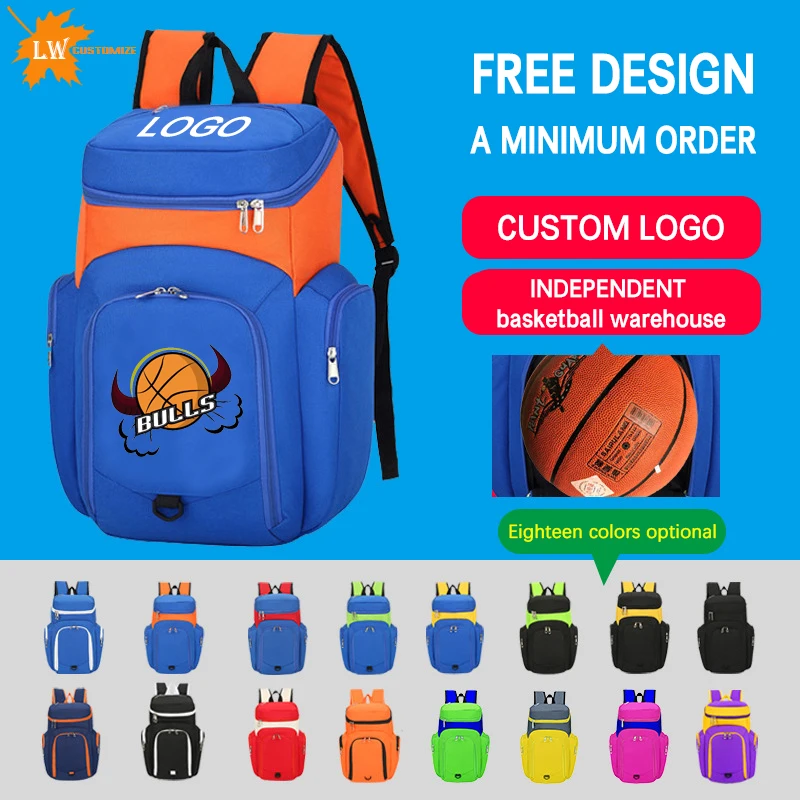 Mochila de basquete com logotipo para homens e mulheres, saco de futebol juvenil, grande capacidade, saco de treinamento esportivo, feminino