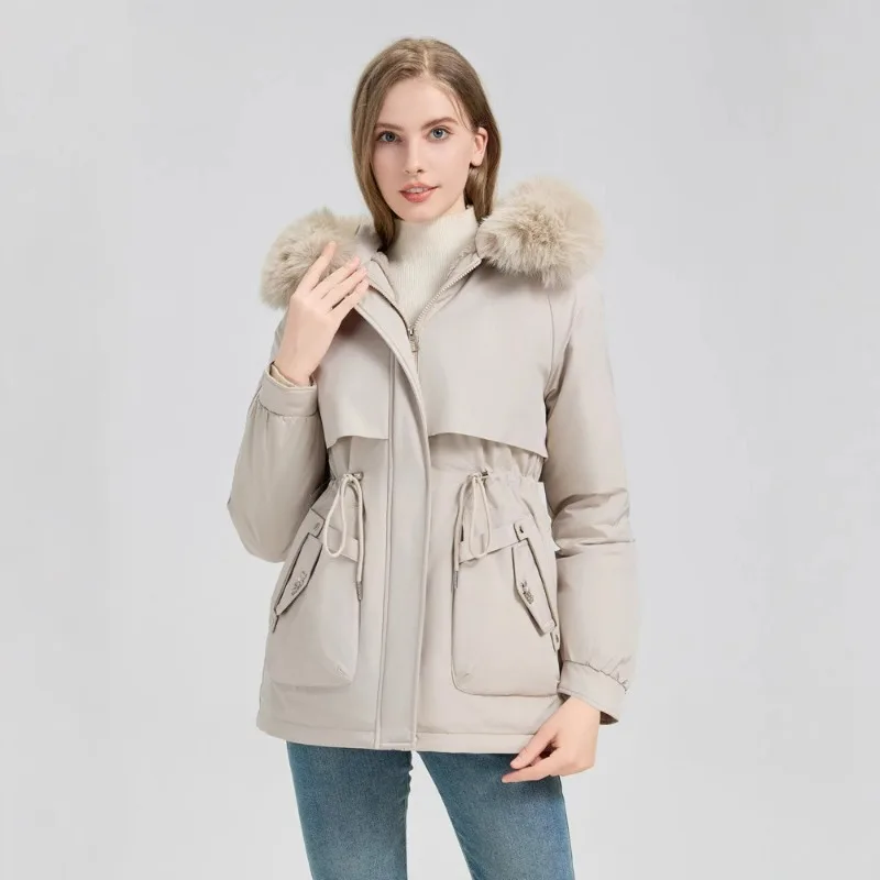 

The 2025 Fleece Winter New Parka Clothing Cotton-padded Jacket Korean-style Mid-length Loose Coating Thickened Parkas for Women