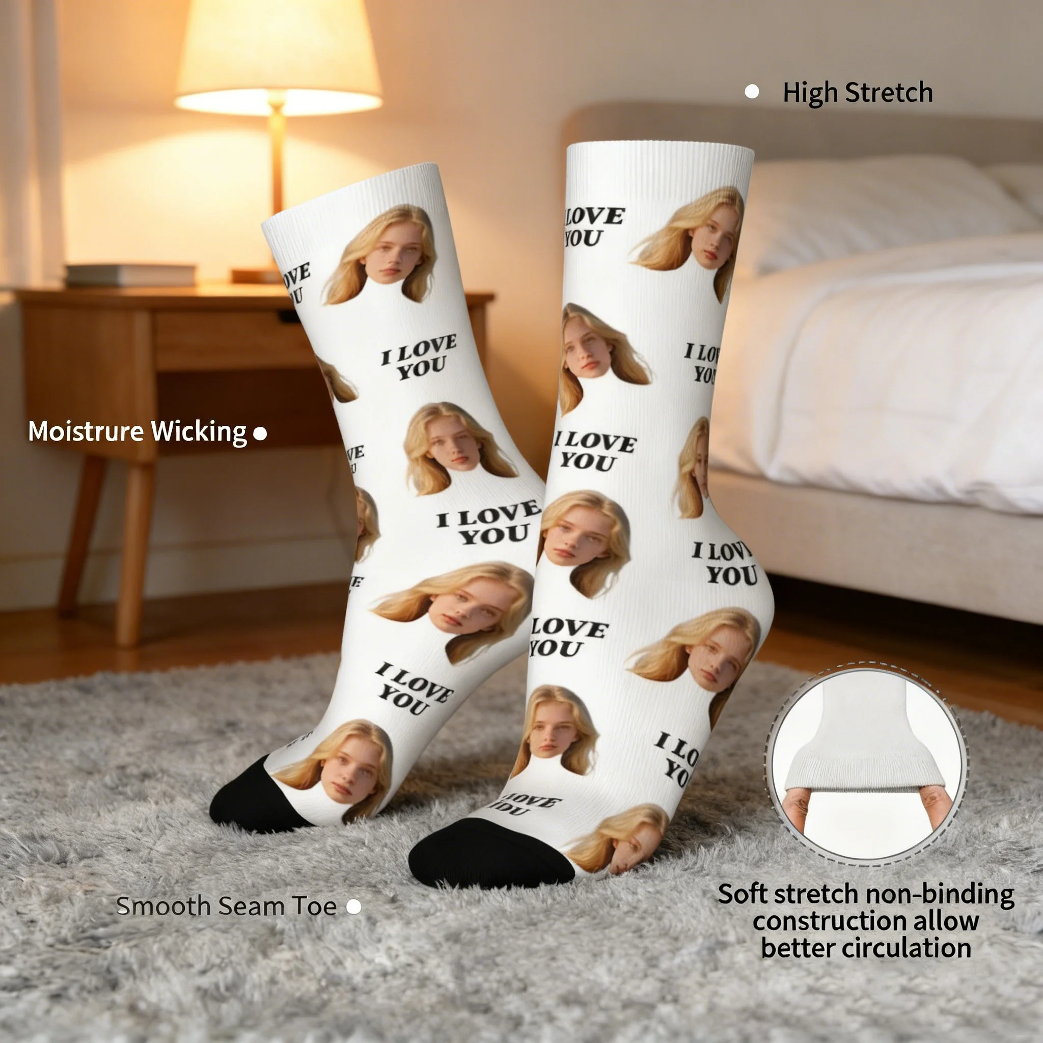 Customized pet and face socks  Unisex customized socks  Personalized picture socks interesting socks Customized socks as gifts