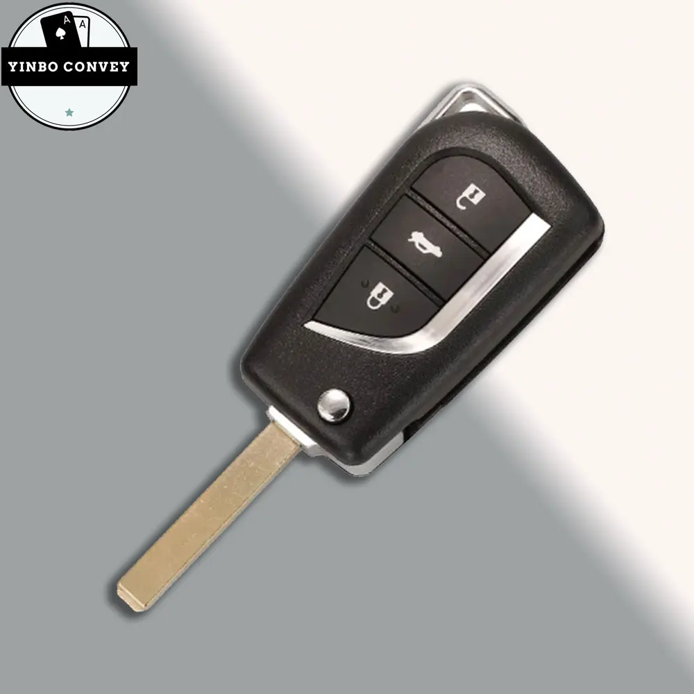 YINBO Flip Replacement Remote Key Shell With VA2 Blade 3Buttons Key Case For Toyota Levin Camry Reiz Highlander Corolla