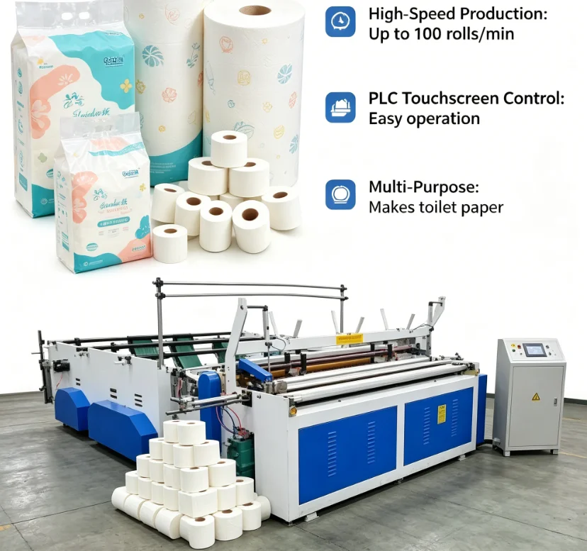 Customized Full Automatic Embossing Small Toilet Tissue Paper Roll Making Machines Price