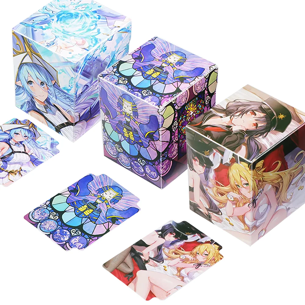 

Anime Card Storage Box with Divider Labrynth Plastic Portable Card Case Hold 100+ Cards Trading Card Deck Box for MTG/YGO/PKM