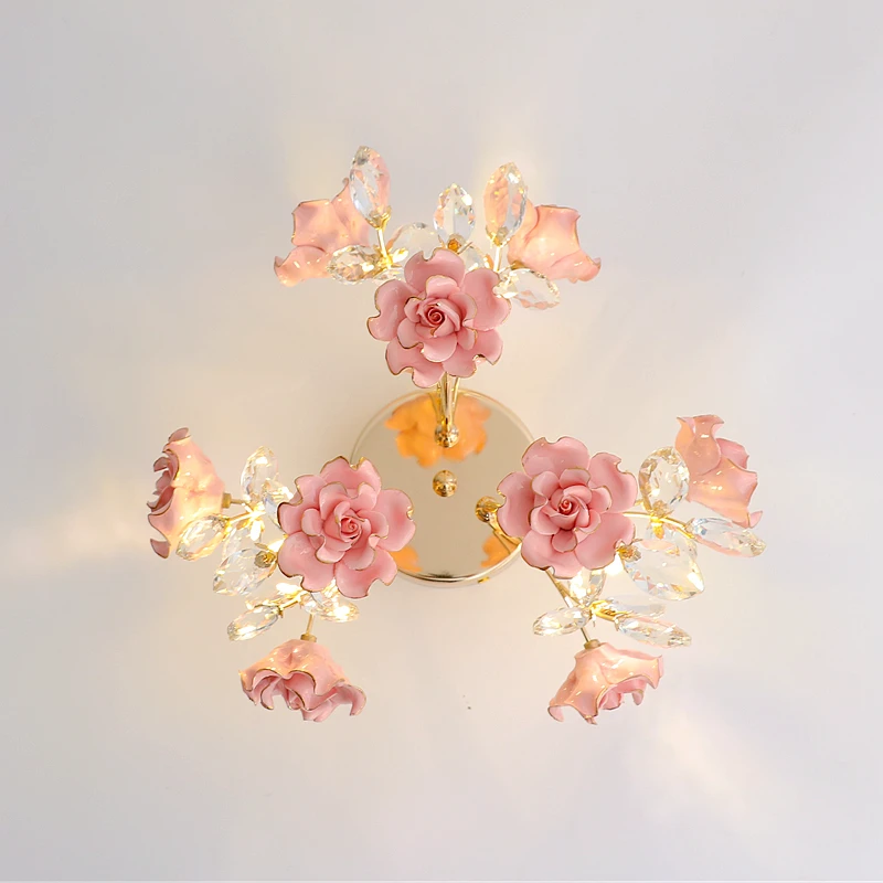 French style countryside ceiling lamp, foyer lamp, dressing room flower