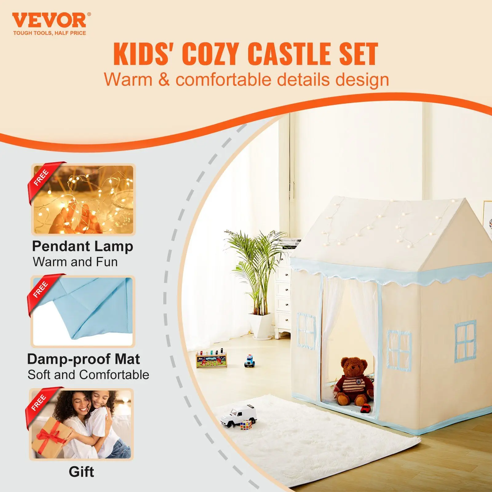 Beige Kids Tent for Kids 1-5 Years Old Tent for Kids with Windows for Indoor and Outdoor Kids Play Tent