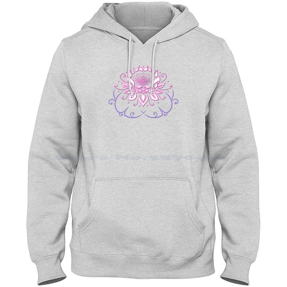 Lotus Flower With Leaves. Yoga. 100% Cotton Hoodie Water Lily Harmony Feeling Meditation Spirituality Chakra Buddhism