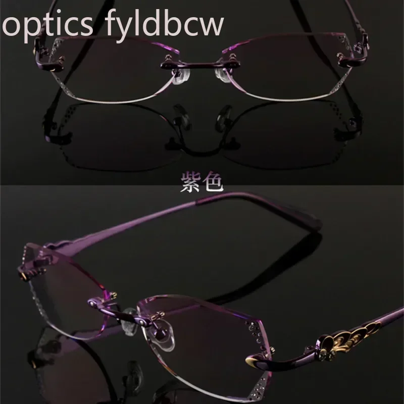 Astigmatism Correction Diamond Reading Glasses Rimless Custom Prescription Titanium Glasses Shortsighted Farsighted Progressive