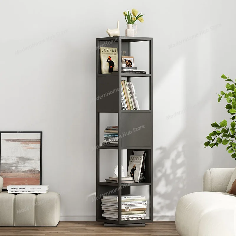 Art Wheels Rotating Bookcase Wall Mobile Door Mini Rotating Bookcase Aesthetic Nook Mueble Organizador Modern Home Decor