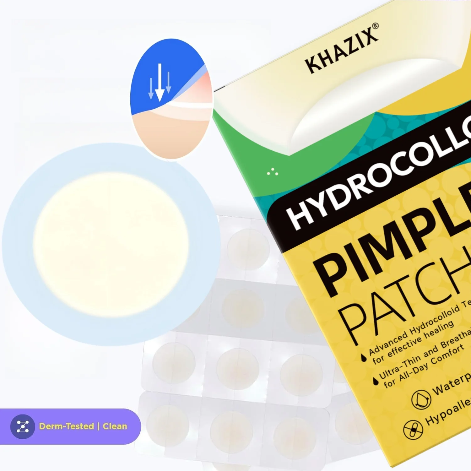 22 قطعة من رقعة الوجه المضادة لحب الشباب، رقعة غير مرئية من الغروانية المائية، تركيبة خفيفة، والتي تساعد على إزالة حب الشباب بشكل أفضل