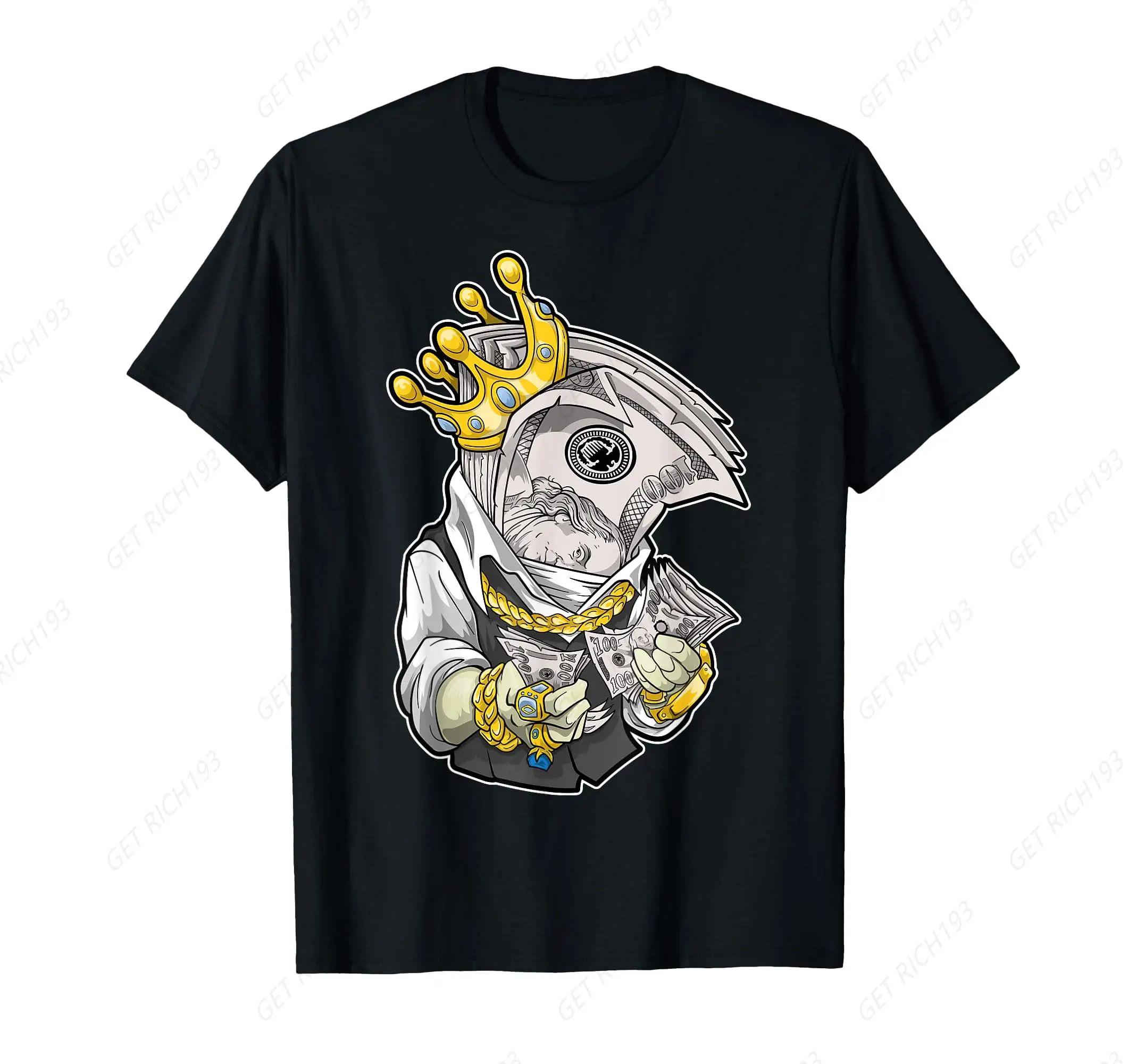 Money King Crown Rich Dollar Diamonds Cash Cool Hip Hop Coin T-Shirt