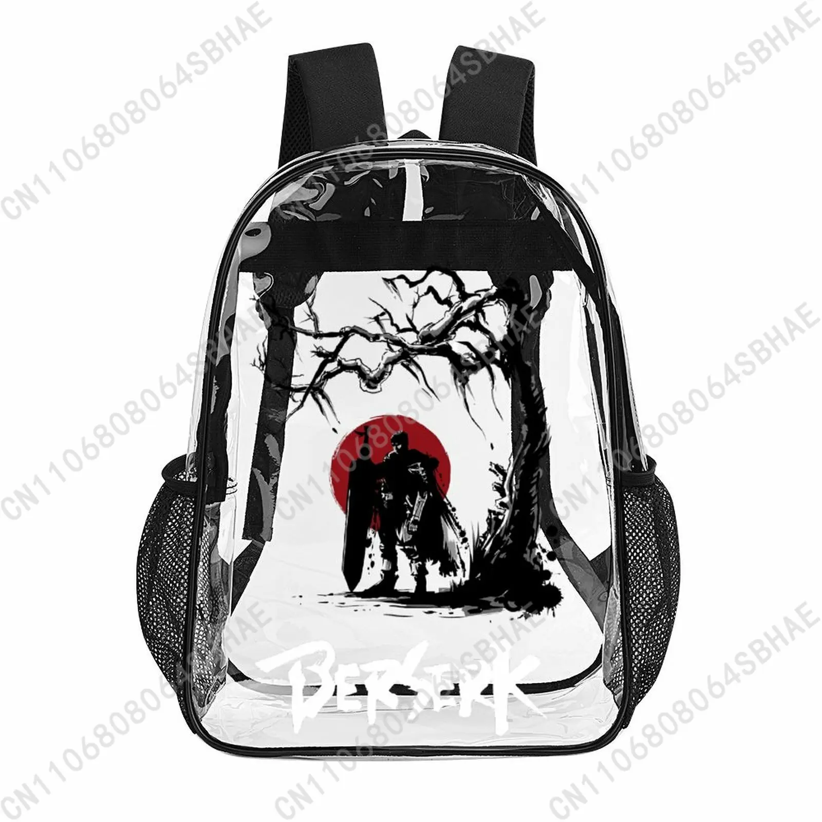 

Berserk Guts Black Swordsman Trendy 17 Inch Clear Backpack Teenage Girls Boys Personalized Transparent School Bag Cool PVC Gifts