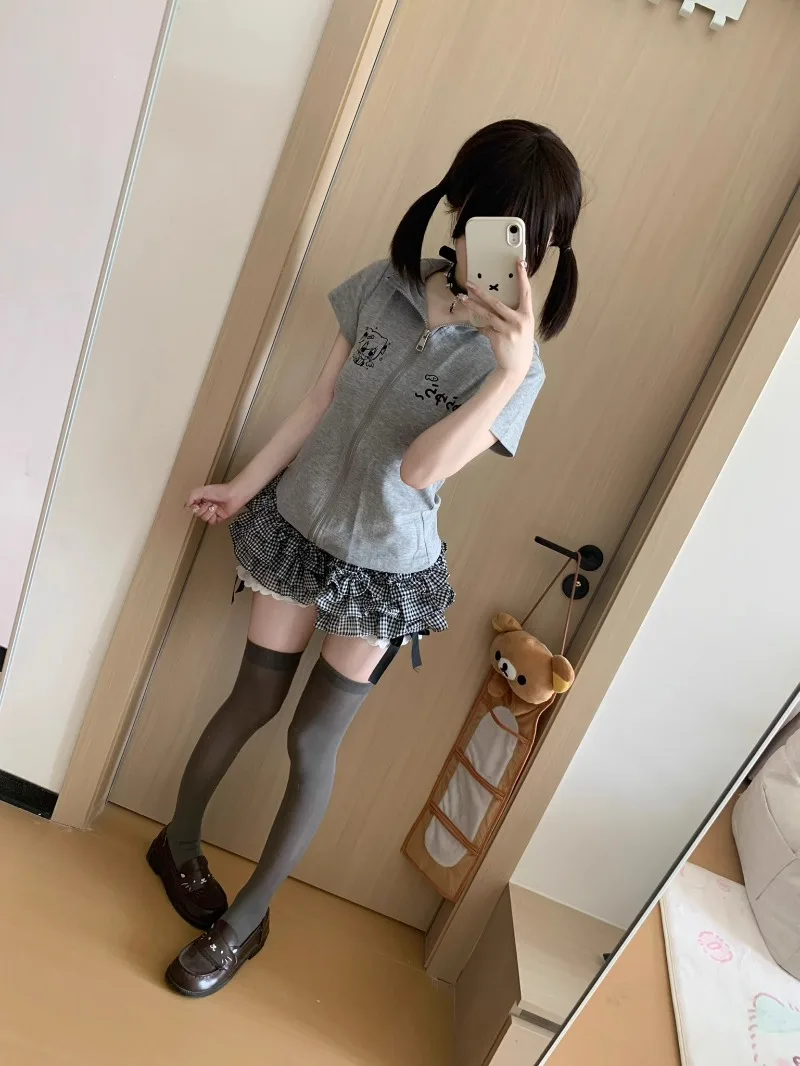 Japanese Rojita Sweet Cute Shorts Black And White Plaid Bow Elastic Waist Versatile Short Pants Summer New Lace Culottes Female