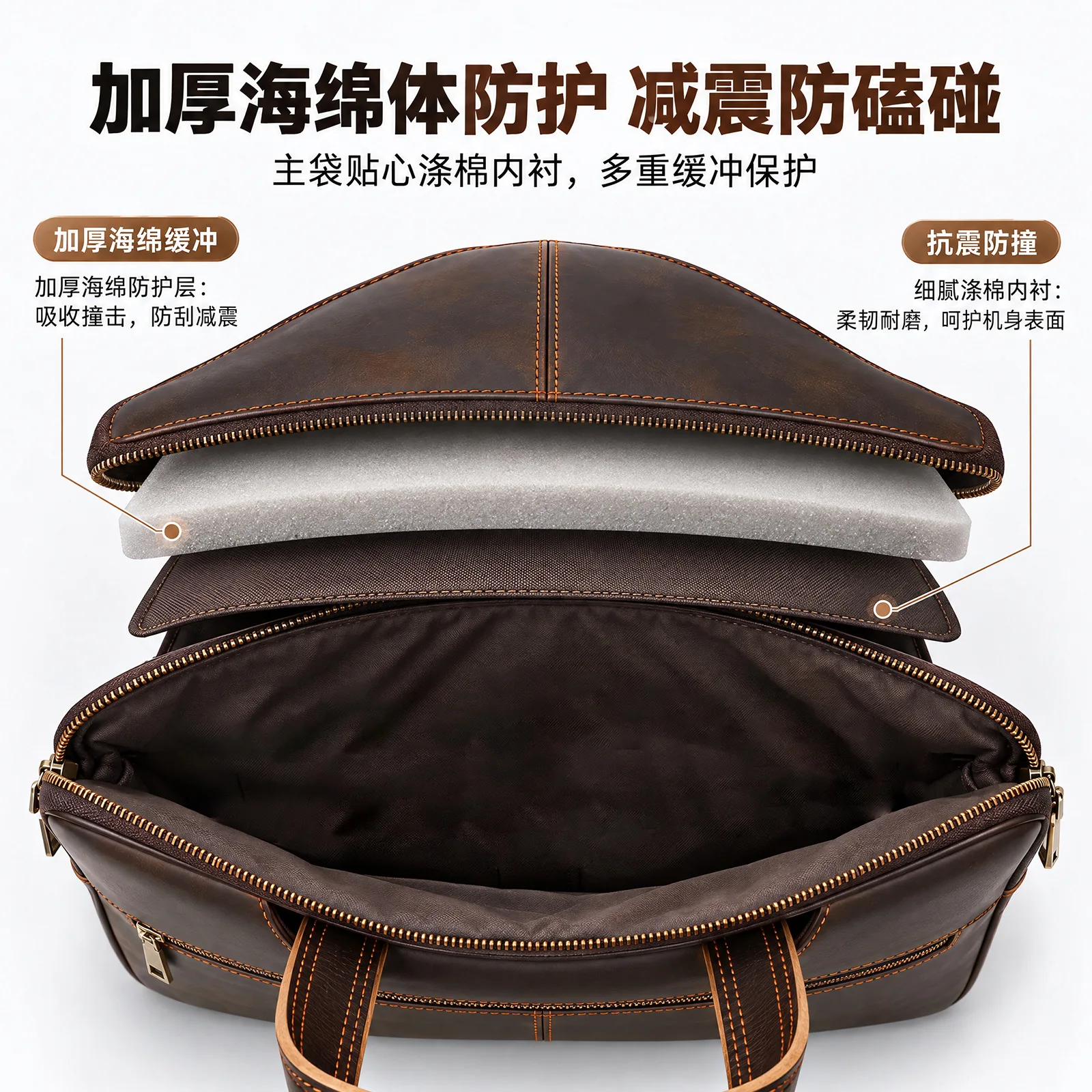 Business Laptop Bag Suede Shockproof Sleeve Large Capacity Organizer Briefcase for 13 14 15.6 Inch Notebook