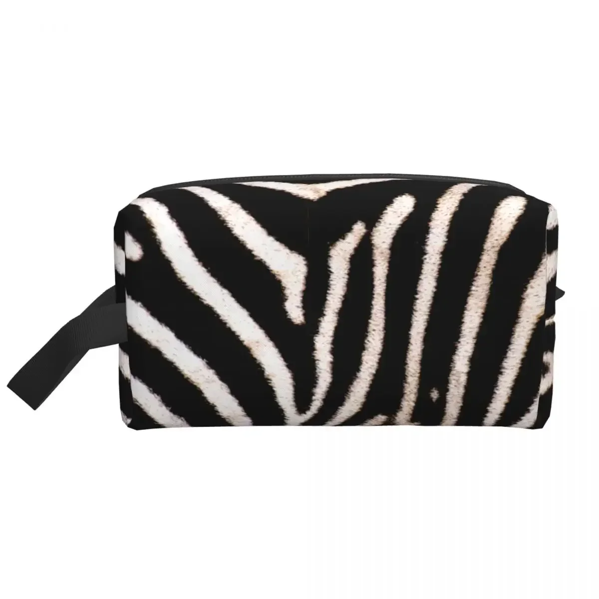 Travel Tropical Wild Animal Zebra Stripes Leather Texture Toiletry Bag Cosmetic Makeup Organizer Beauty Storage Dopp Kit Box