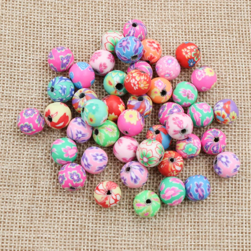 50-100pcs 6 8 10 mm 10mm Mixed Colors Flower Clay Spacer Beads Polymer Clay Beads For Jewelry Making DIY Beading Accessories 