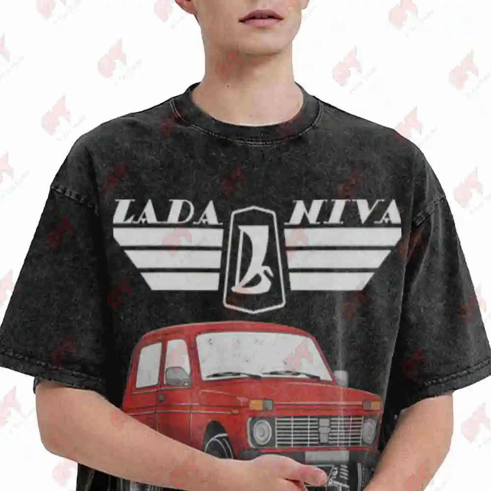 Lada Niva 4X4 Offroad Russia USSR Vintage Washed Tee Pure Cotton T-Shirt