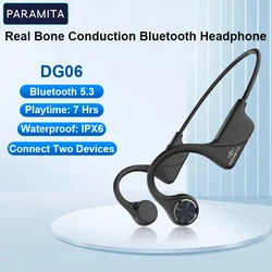 PARAMITA Real Bone Conduction Bluetooth Headphone Wireless Earphone IPX6 Waterproof Headset with Mic for Workouts Driving Sports